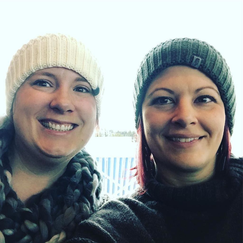 Merry120's tweet photo. Matching toques for the win! It's @northface_usa from @atmooutdoor . Love! #mysticweekend … https://t.co/J0RLAByit7 https://t.co/tvXKkrb0KP