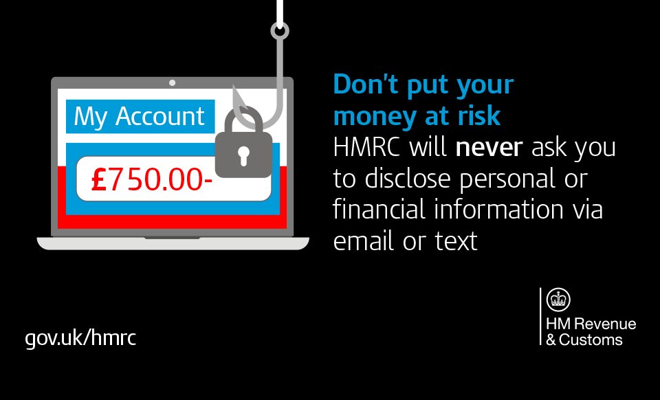 HMRCgovuk's tweet photo. IMPORTANT: Make sure you are vigilant of suspicious texts or emails. Report scams so you aren't a victim of phishing https://t.co/bDp2ZfTwhD https://t.co/qvxRFuqEPD