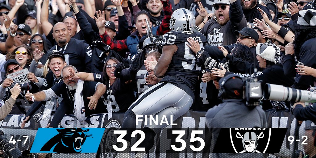 NFL's tweet photo. FINAL: The @RAIDERS keep winning! #RaiderNation 

#CARvsOAK https://t.co/f6vSG5bht6