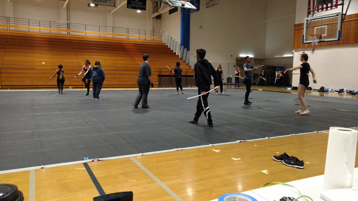 Melissa Barton working with the Sabers at Guard Staging Camp