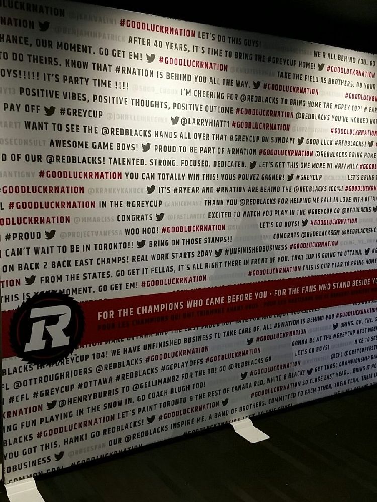 FedoraForMe's tweet photo. Proud to have my #GoodluckRNation tweet on the banner in the @REDBLACKS tunnel today! #UnfinishedBusinees #RNation https://t.co/CaqIh50Ise