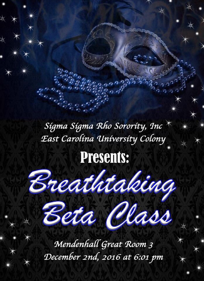 Come out to the unveiling of our Beta Class on Friday, December 2nd at 6:01 pm sharp in Mendenhall Great Room 3! #BreathtakingBetas