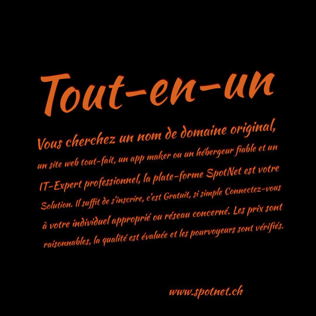 SuisseSpotNet's tweet photo. Vous cherchez un nom de #domaine, un #site web tout-fait, un #app maker ou un #hébergeur fiable et un #IT-Expert https://t.co/qNLFCNca5E https://t.co/UU8wu6jM5S