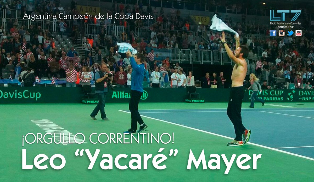 LT7Noticias's tweet photo. 👏👏👏 #CopaDavis Leo Yacaré Mayer @YacaMayer ¡ORGULLO CORRENTINO! Vamos Argentina 🇦🇷🇦🇷🇦🇷 #CorrientesPresente https://t.co/1ie58Uv1Mv