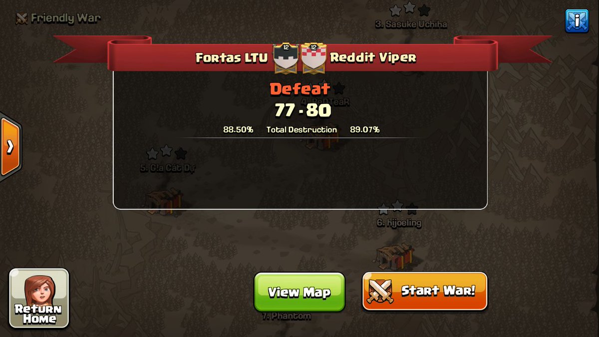 A Thank you to the Reddit Vipers for the war! Sadly lost,yet fun nonetheless! Well played. @redditvipercoc1 <a href="/ClanWarLeague/">Clanwar League™</a>