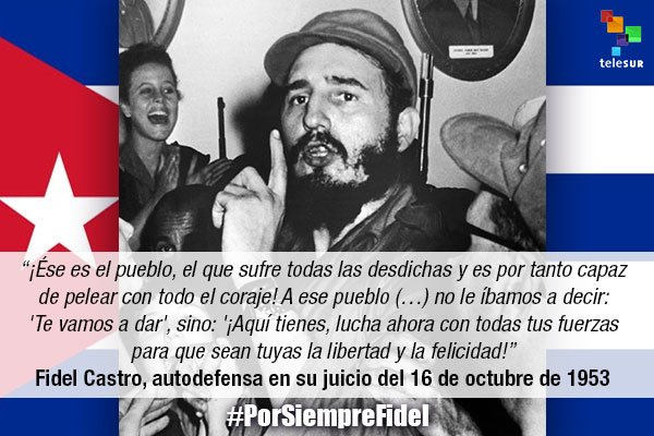 teleSURtv's tweet photo. #PorSiempreFidel |  "El pueblo sufre las desdichas y es capaz de pelear con todo el coraje" https://t.co/gdPkqmcfZT https://t.co/ovyHXvnSQY