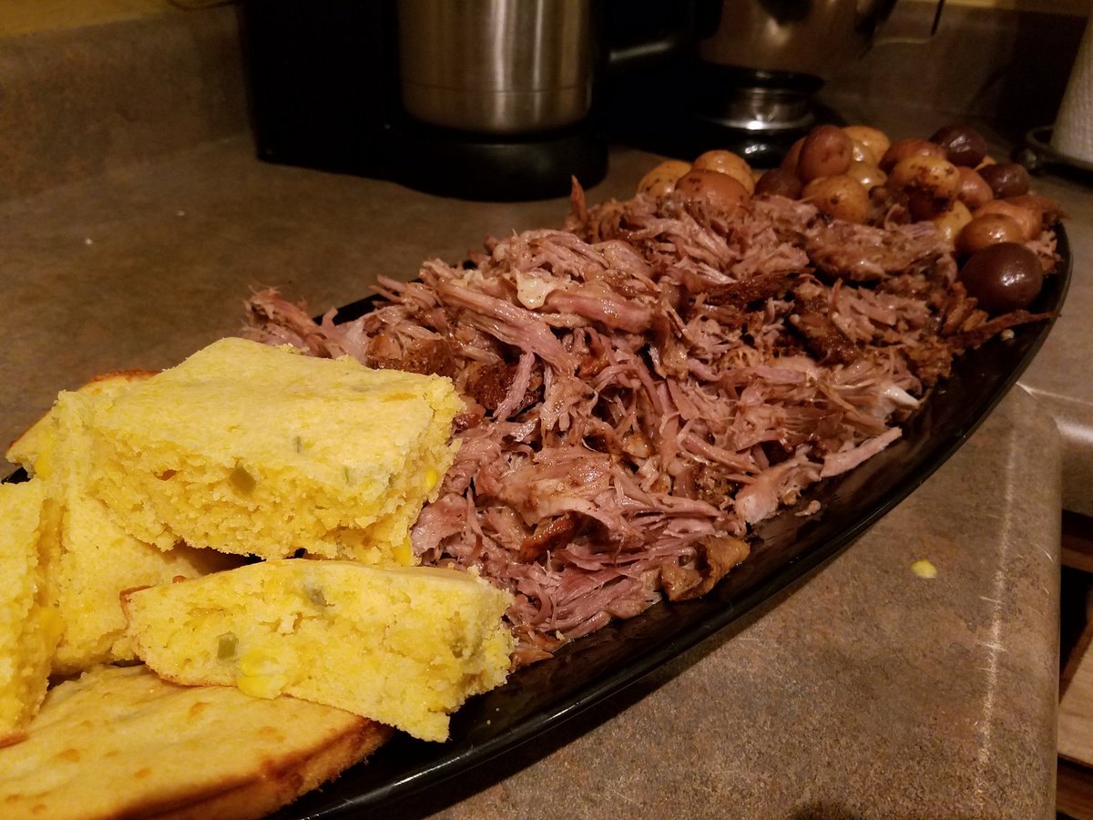 I didn't cook for Thanksgiving but make no mistake, I could have. #PulledPork #JalapenoCornbread #FingerlingPotatoes