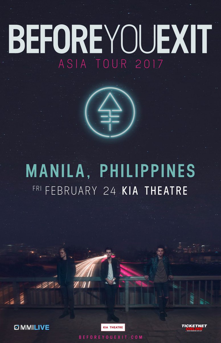 livenationph's tweet photo. BEFORE YOU EXIT | #BYEinManila2017 | 2.24.17 | KIA THEATRE | Tickets on sale 12.5 via ticketnetonline.ph | @beforeyouexit #exiters https://t.co/AmCD3pQ5ev