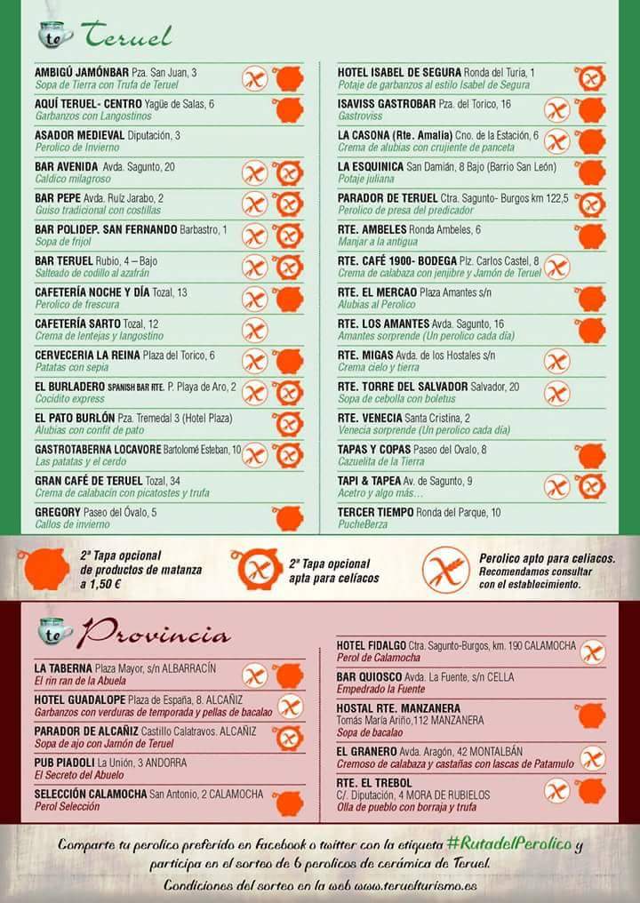 No os perdáis nuestro Perolico «Acetro y algo más...» en la #RutadelPerolico o la tapa de productos de matanza, ambas aptas para #celiacos