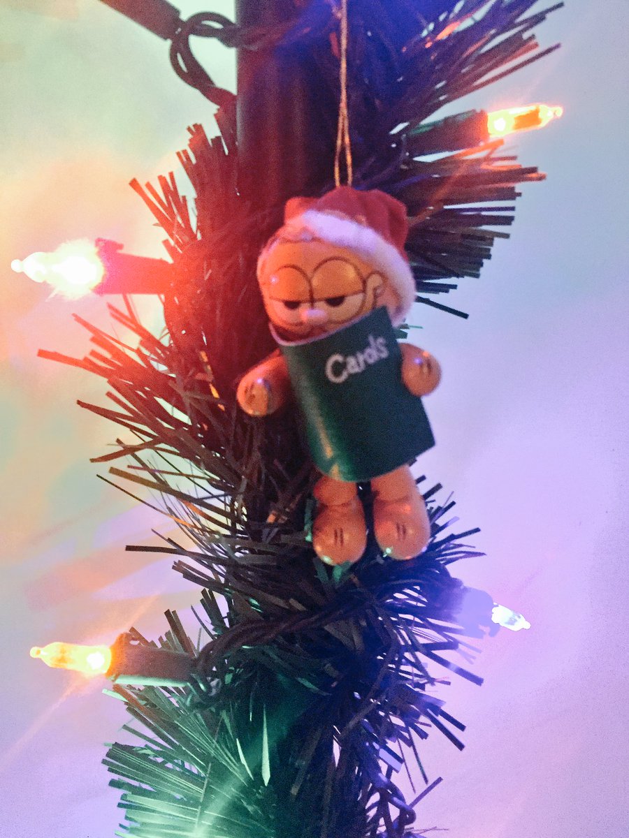 shaunapiranha's tweet photo. I feel guilty having a real tree and dont have space to store a fake one, so ornaments on garland wrapped around a floor lamp. #skinnytree https://t.co/0nzjxKphmO