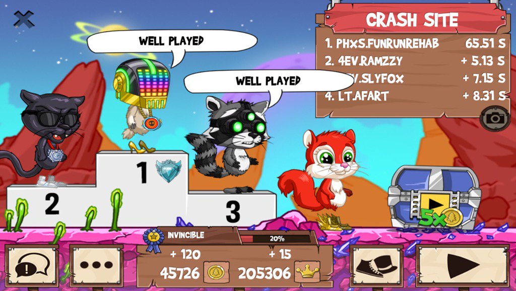 SolSistah_'s tweet photo. Last game! Im tired. Want to catch an L? #funrun2 #RAMZZY #SLYFOX #Afart https://t.co/Q6f60mfuA4