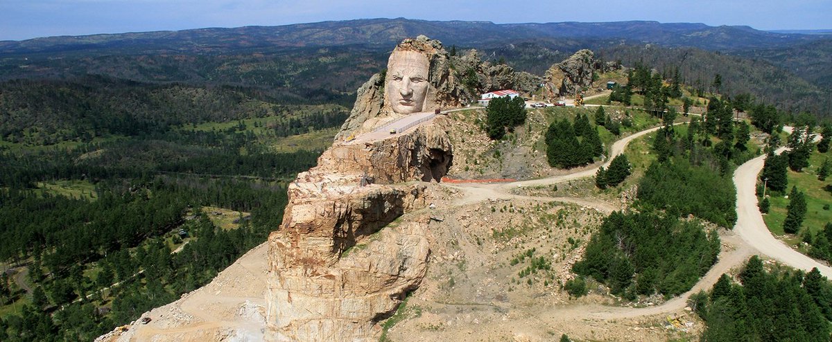 ExplorersGang's tweet photo. Great view of the massive head of Chief Crazy Horse Memorial in the Black Hills of SD, waiting to be finished. #travel #travelphotography https://t.co/r5gJVH5H97