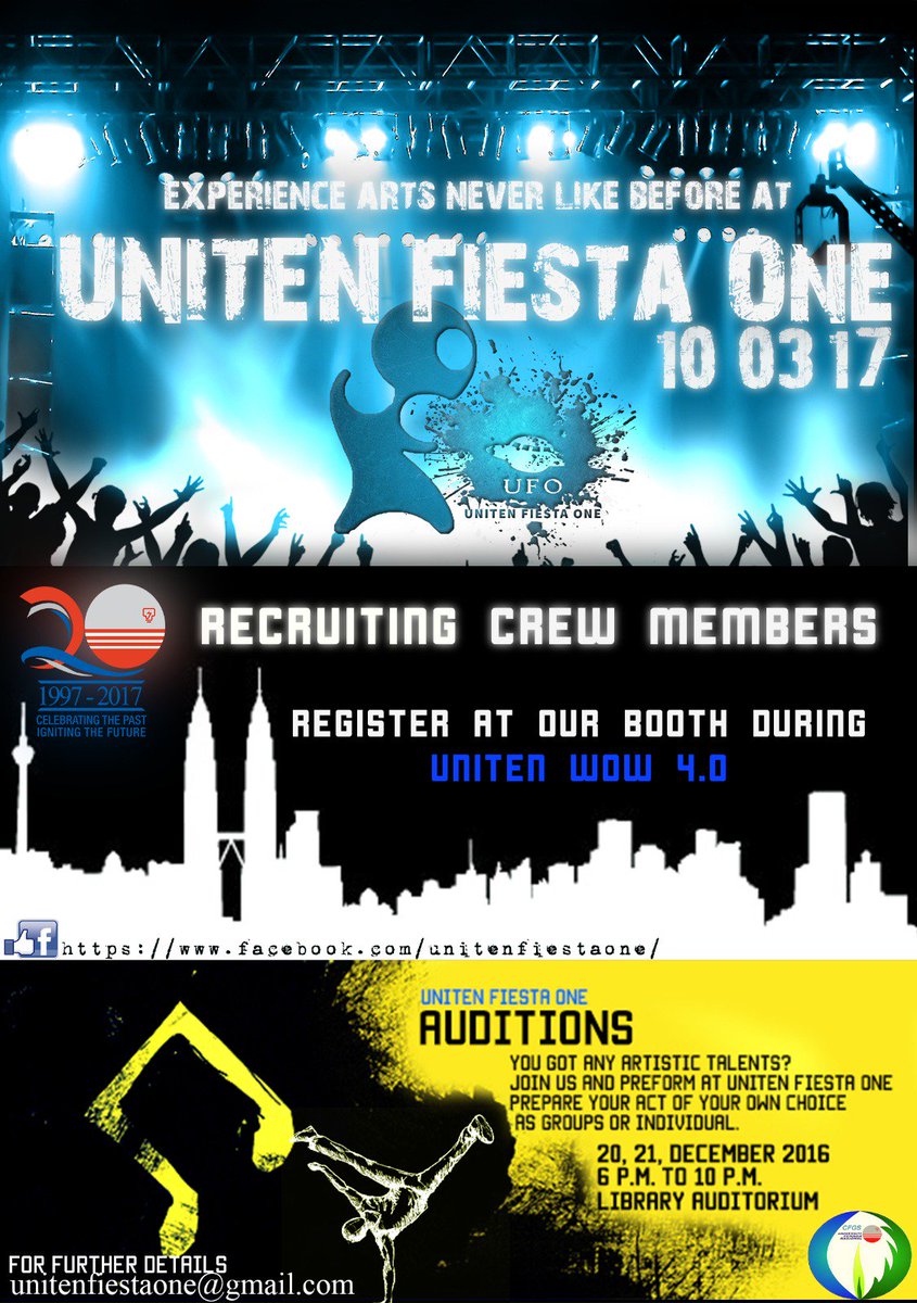UnitenFiestaOne's tweet photo. Interested to become crew member of Uniten Fiesta One?
Interested to perform your talents in our Uniten Fiesta One?
Register with us soon! https://t.co/AdQyuqocXS