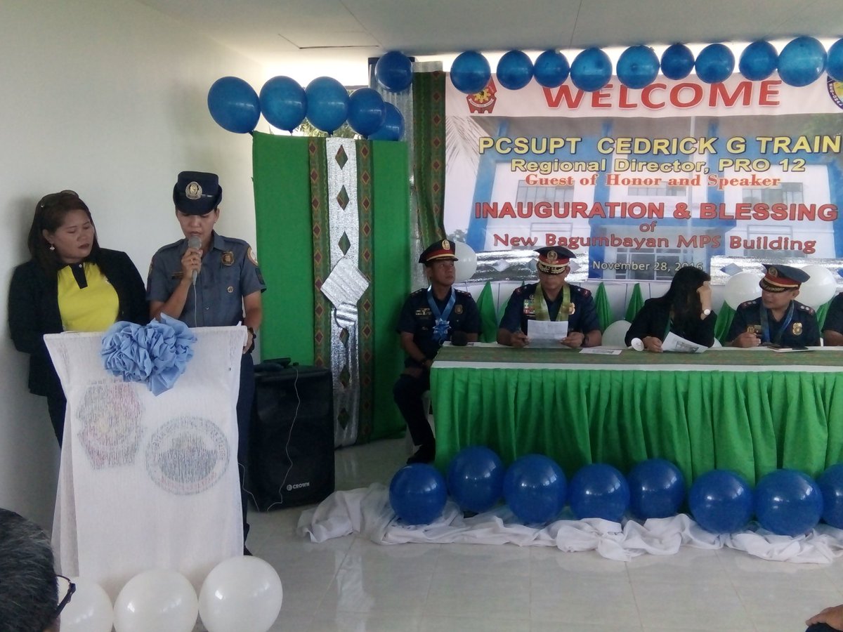 rdpro12's tweet photo. ATM: PCSUPT TRAIN, graced the inauguaration and blessing of bagumbayan MPS building with Hon. De Pedro, municipal mayor https://t.co/K9NzmbgMZh