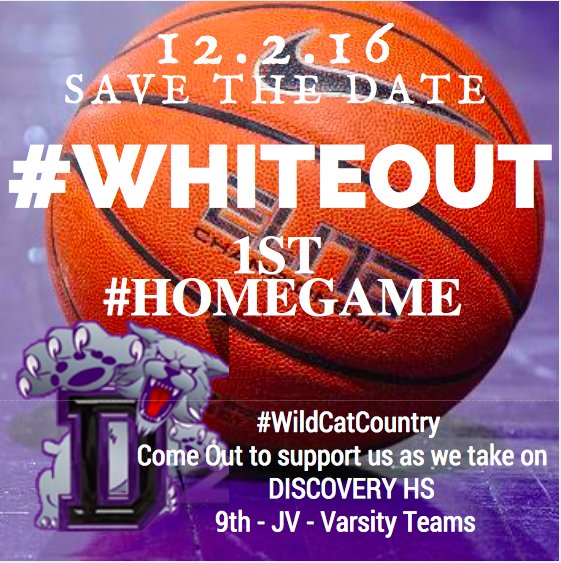 DuluthHighHoops's tweet photo. First #HOMEGAMEALERT #WildCatCountry #WHITEOUT as we take on #DiscoveryHS #allteams will hit the floor for our first #Homegame https://t.co/igvNMFyKJm