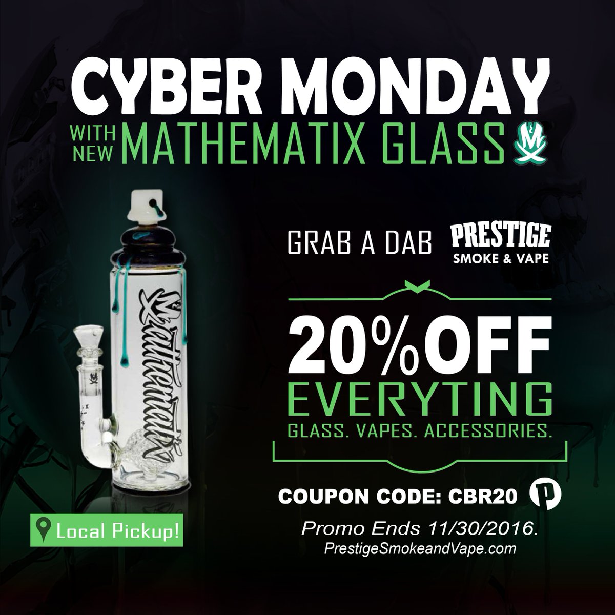 Check out our #headshop online for #cybermonday and receive 20%OFF our entire inventory! Free Shipping for US and Canada. #getyourmindright