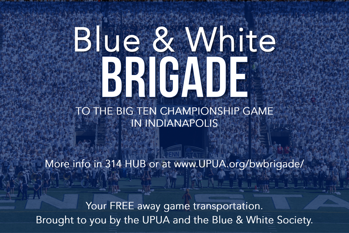 Sign-ups are now OPEN for the Blue &amp; White Brigade to the <a href="/B1Gfootball/">Big Ten Football</a> Championship Game in Indianapolis. Sign-up at UPUA.org/bwbrigade