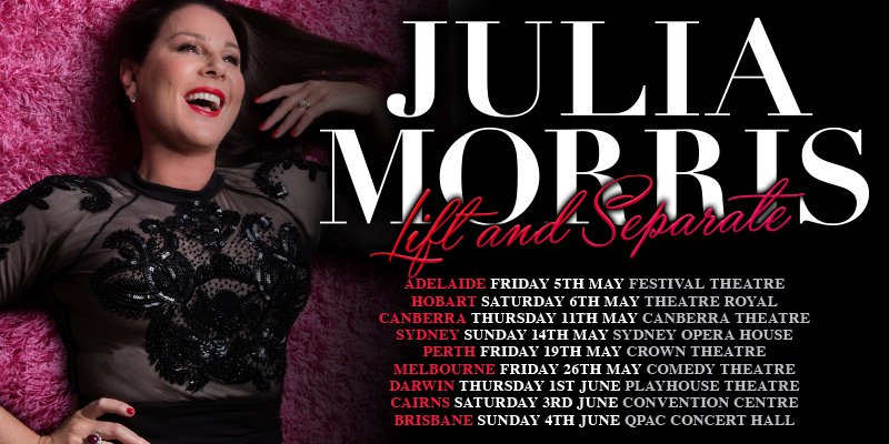 LiveNationAU's tweet photo. ANNOUNCED: The very welcome return of @Ladyjmo with a new show #Lift&amp;Separate in 2017 https://t.co/8NQZzJvHvA #comedy #juliamorris https://t.co/gz0xjvFnxG
