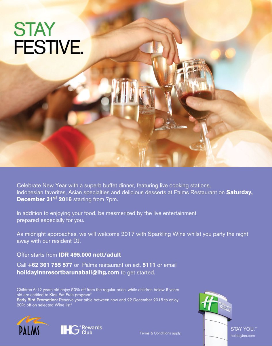 Stay Festive
Celebrate New Year with a superb buffet dinner
Check this out : barunabali.holidayinnresorts.com/special-offers…
#NewYear #Celebration #Party #Resort