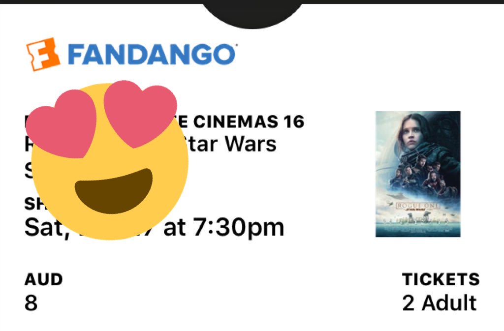JBWEBTV's tweet photo. I got my @starwars #RogueOne ticket from @Fandango !!! #Hype 
- ⭐️Estrella 
RT if you want to go with me!! https://t.co/BBo2BgOYVh