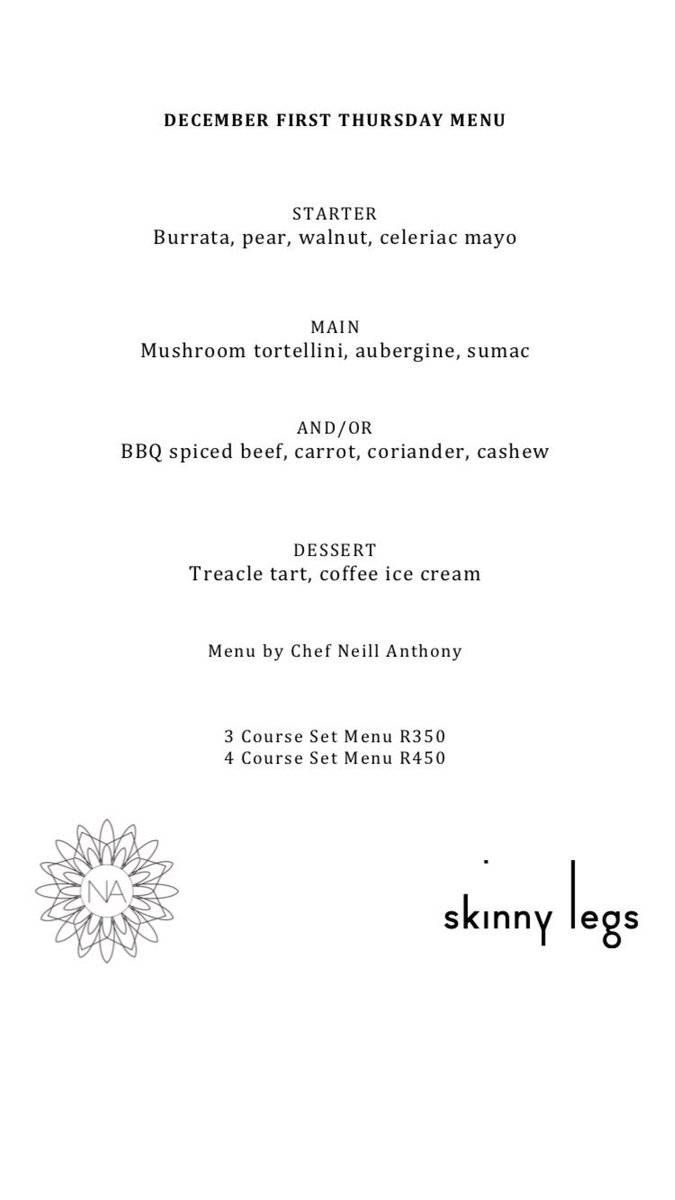Hello Monday! 
Here is the menu for Thursday's dinner with <a href="/neillanthony/">Neill Anthony</a>. Please email for bookings.