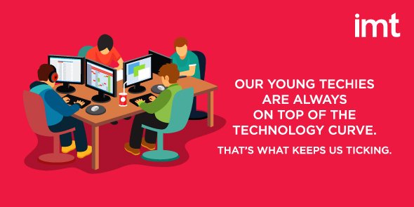 _Interactive_IN's tweet photo. At IMT, we have our finger on the technology pulse, so we're never dated.
#IMT #Tech #Techies #Technology #TechnologyCurve #Connected https://t.co/CmJQzxcj61