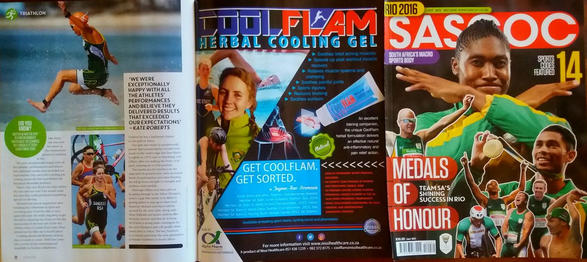gr8ce4race's tweet photo. Great Triathlon write up in Oct/ Nov/Dec issue. Well done athletes! #Sascoc #Road to Rio #GetCoolflamGetSorted https://t.co/Jg2zk4iUlE