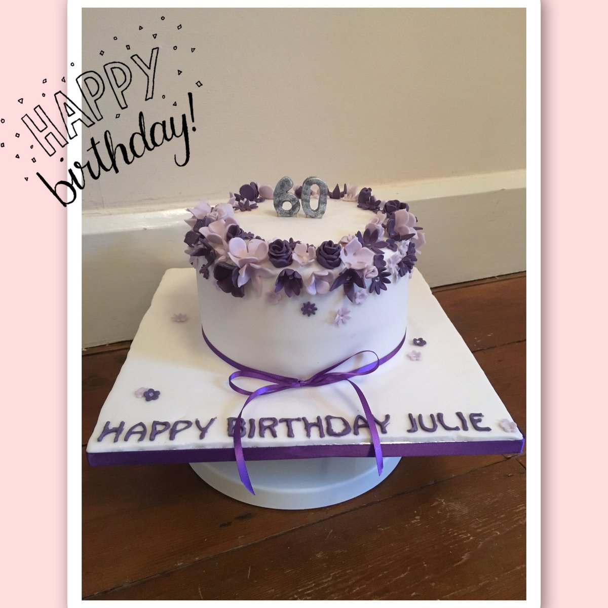 bellarosecake's tweet photo. A lovely lady had a big birthday yesterday 🎈I hope you had a great day Julie. xx #stickylemon #floral #purple #flowers #happybirthday https://t.co/duQgQEkx74