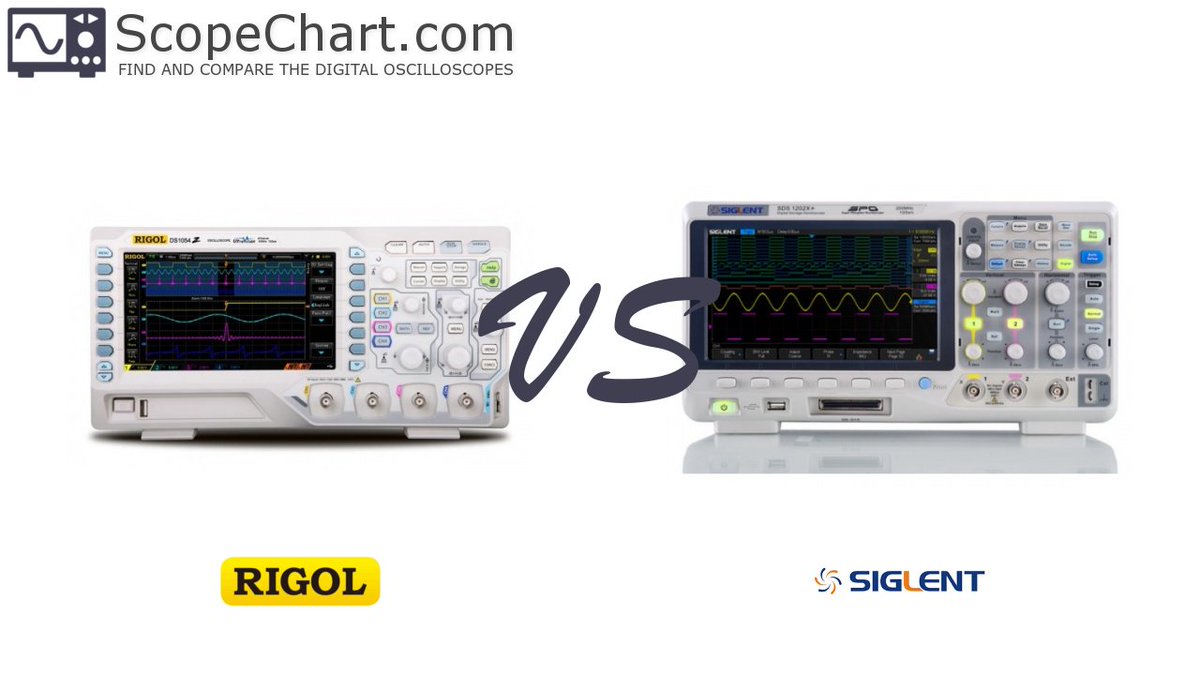 ScopeChart's tweet image. The side-by-side #comparison of the #Rigol #DS1054Z and #Siglent #SDS1102X #oscilloscopes. scopechart.com/compare/rigol-…