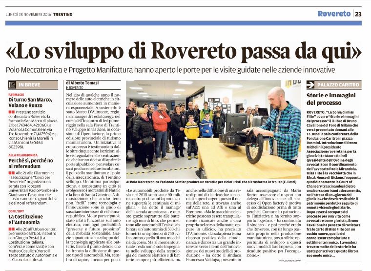 OpenFactoryIT's tweet photo. Lo sviluppo di Rovereto passa da qui: @Pmeccatronica e @progmanifattura hanno aperto le porte per #openfactory16 | Oggi su @Trentin0 https://t.co/k1xWbfG2Av