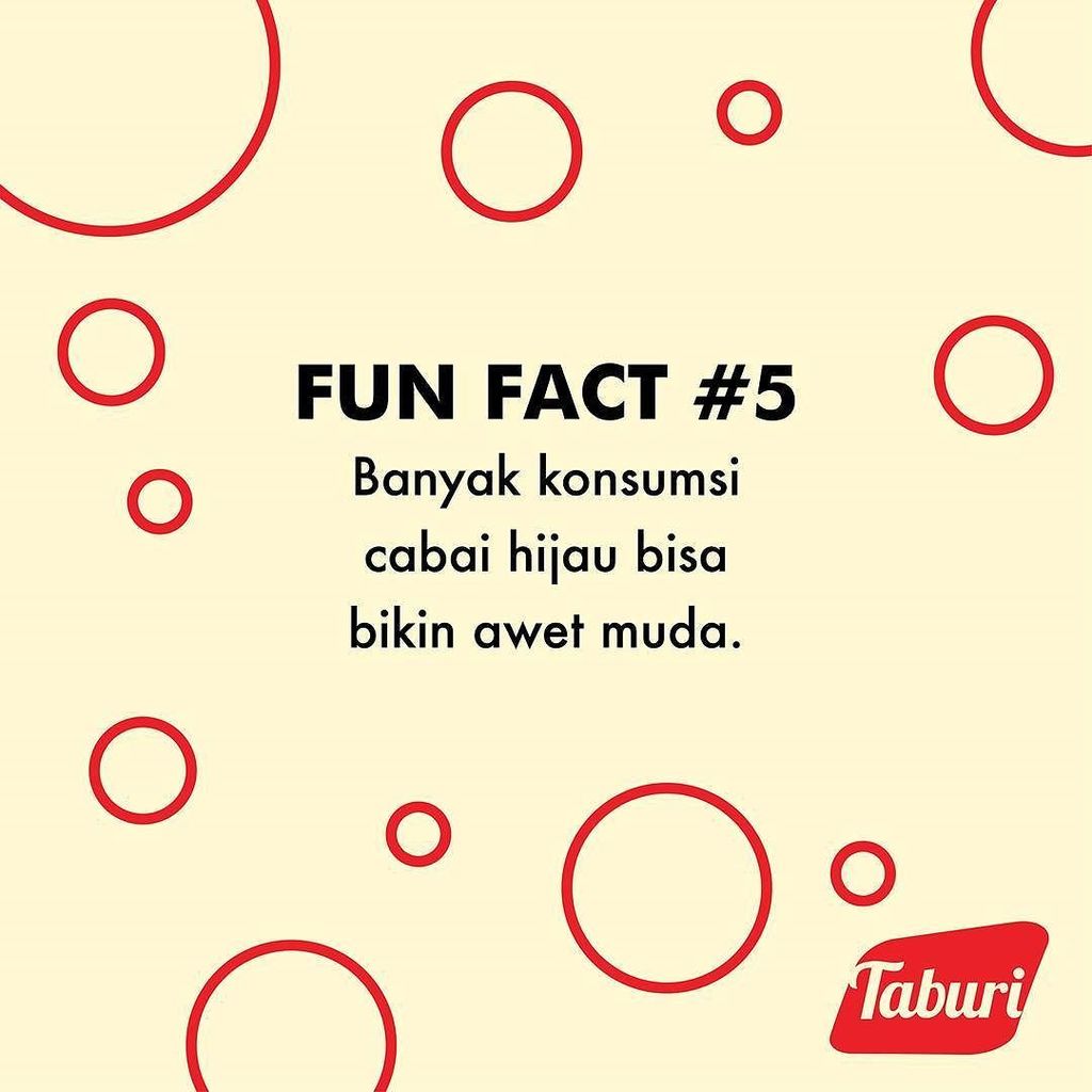 Fun Fact #5: Banyak konsumsi cabai hijau bisa bikin awet muda.

Cabai hijau memiliki kandungan antioksidan tinggi s…