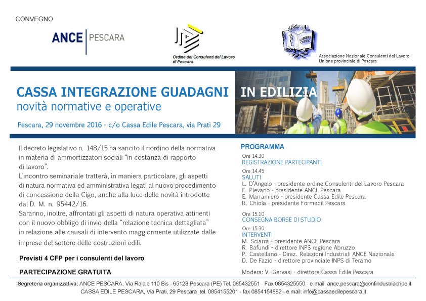 CassaFormEdilPe's tweet photo. Convegno ANCE @CassaFormEdilPe in Strada prati 29, Pescara DOMANI! #4CFP Consulenti del Lavoro info e iscrizioni: https://t.co/FGzWGaO2Fj https://t.co/XStrTPhrPp