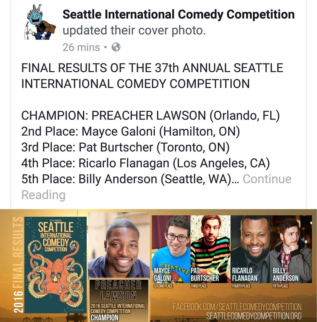 TooFarTV's tweet photo. Congrats to all @SICComedy finalists and huge applause to #Canadians @MayceGaloni placing 2nd and @PatBurtscher 3rd https://t.co/4nj6o6sPbK