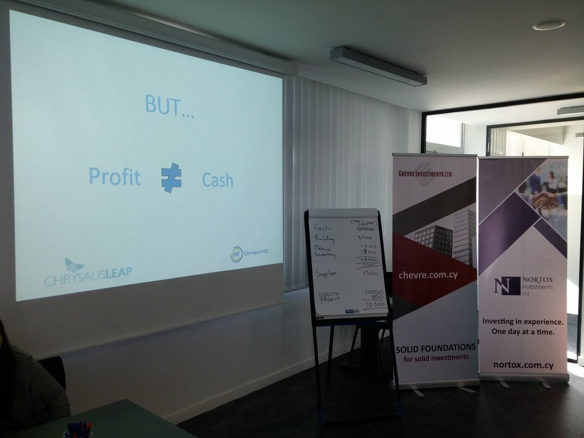chrysalisleap's tweet photo. Profit ≠ Cash, as explained by @st_procopiou at #Cyprus RIS accelerator, in collaboration with event supporters #Chevre & #Nortox. https://t.co/9e8ZvLB1th