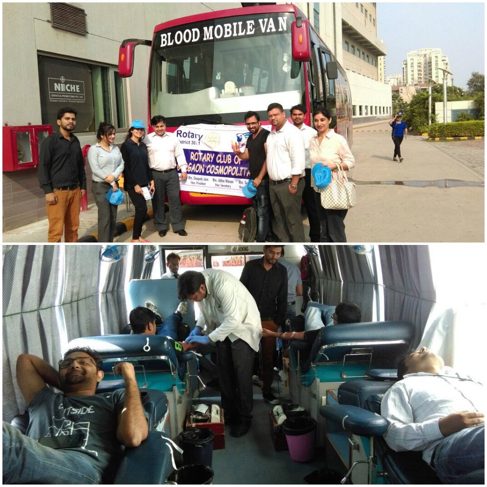 VolunteersOrg's tweet photo. #Volunteers #Bhumi #Delhi with Rotary club of Gurgaon Cosmopolitan organized a blood mobile van #Oct #BloodPledge #DaanUtsav https://t.co/fYoEXdDjkm