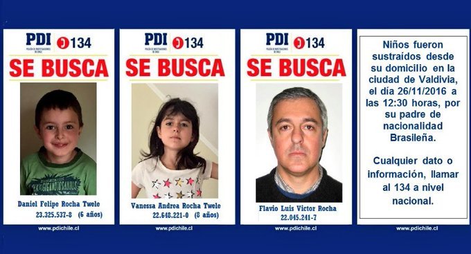 PDI confirma que buscado brasileño ingresó con identidad falsa a Chile y secuestró a sus hijos chilenos en Valdivia
