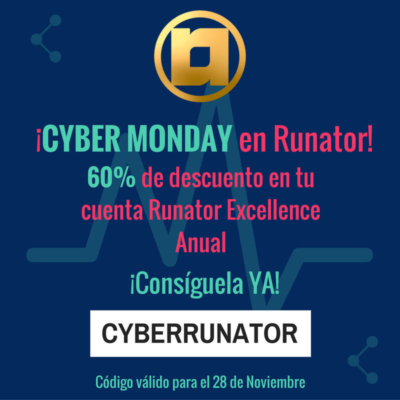 runator's tweet photo. ¡Llega el #CyberMonday a Runator!

¡60% de descuento en la cuenta #Excellence anual! 😮 https://t.co/a8WTEB7NFr