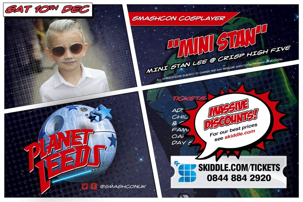 StanMini's tweet photo. Not long now people only 12 sleeps to go 😃 #planetleeds @SmashconUK #ministanlee @RealStanLee #Excelsior @Marvel https://t.co/JDTPB1zIdN