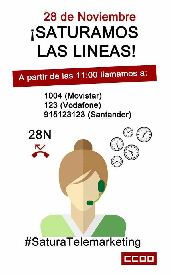 jsarrionan's tweet photo. Saturemos las líneas en apoyo a la huelga de telemarketing de hoy. A saturar, a saturar, hasta enterraros en el mar. https://t.co/TcVUQvSFP7