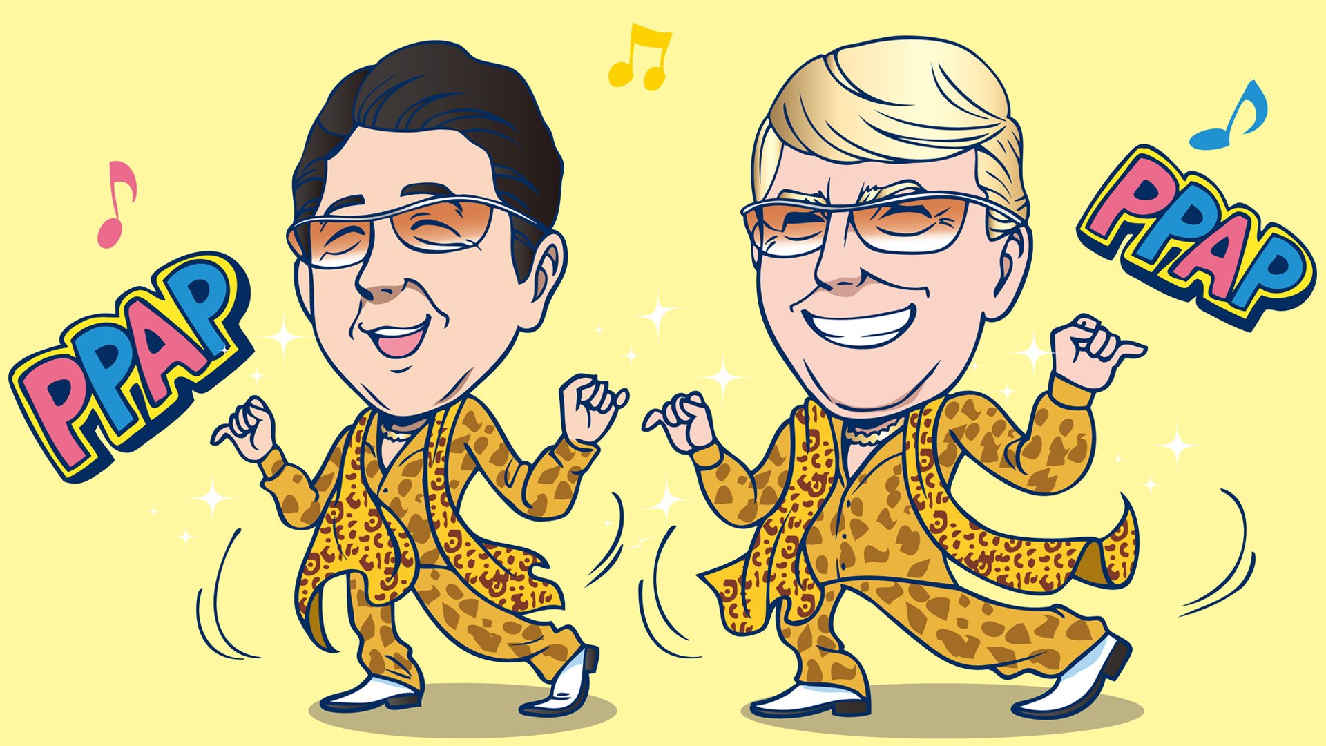 佐伯ウサギ 安倍総理大臣とトランプ氏がppapを踊る似顔絵イラストなどを描かせて頂きました 今放送中のｅテレ ｒの法則にて Abeshinzo Trump Ppap ピコ太郎 安倍首相 Rの法則 T Co O6oxdee2o6 Twitter