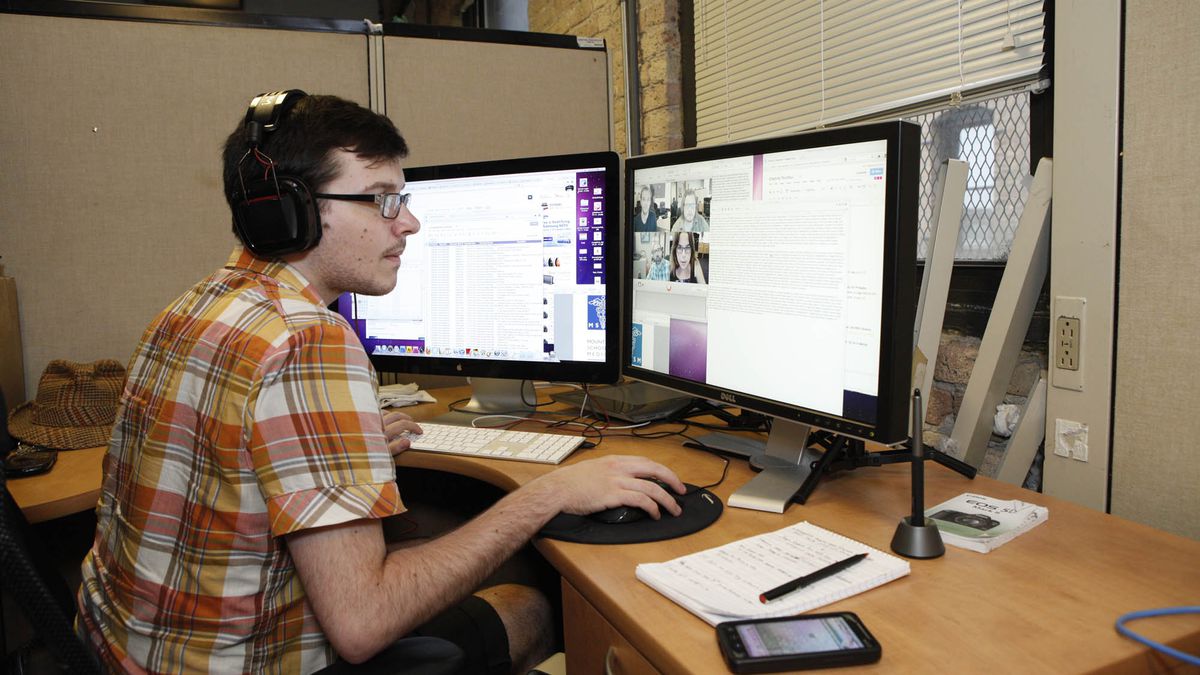 TheOnion's tweet photo. Coworker With Two Computer Screens Not Fucking Around https://t.co/XRq843wytV https://t.co/1RMSWr6Bz3