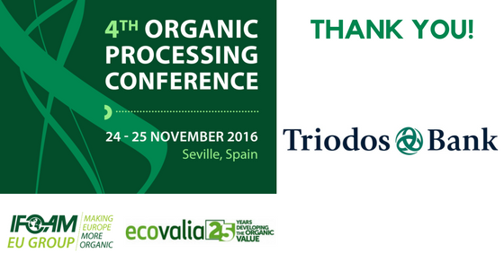 OrganicsEurope's tweet photo. Thank you, @triodoses, for making the 4th #Organic Processing Conference a success! 
#4OPC @IFOAMEU @Ecovalia https://t.co/ytAKc1Tped