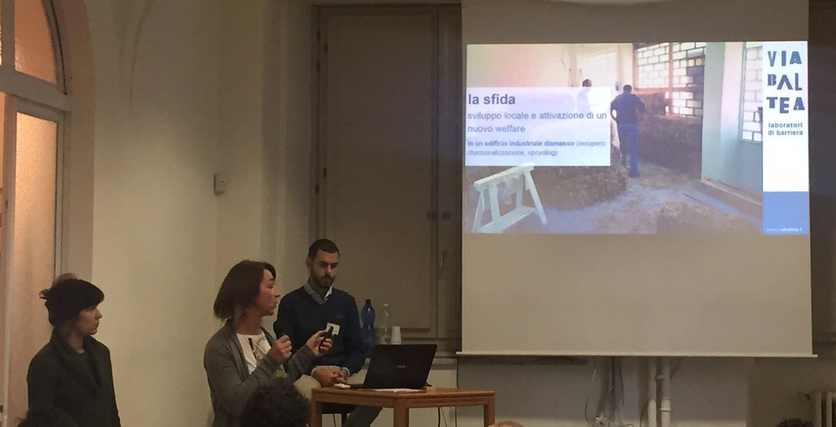 SocialFareCSI's tweet photo. #SEUA2016 #Piemonte Progetto #ViaBaltea3 spazi multifunzionali per produrre e auto produrre, generando empowerment di quartiere. https://t.co/N5yjcI9ieq