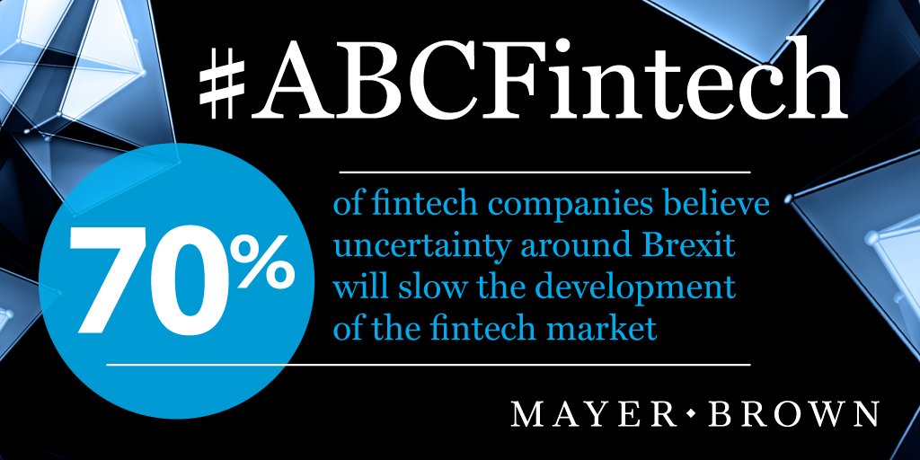 Mayer_Brown_UK's tweet photo. 70% of #FinTech companies think that Brexit will slow development of FinTech markets. Read more: https://t.co/zcj45mhGT6 #ABCFintech https://t.co/DkcK5Dau0P