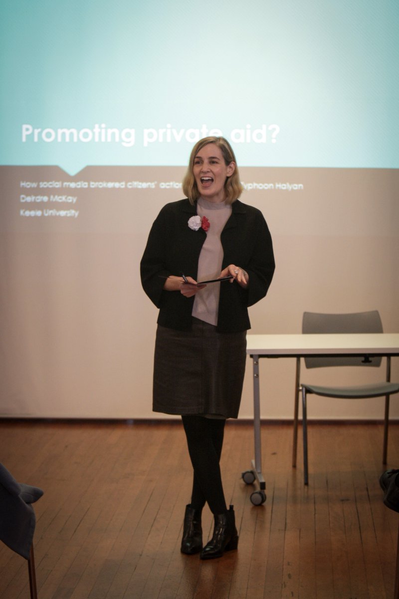 KeeleGGE's tweet photo. Dr Deirdre McKay of @KeeleGeogs recently attended the Newton Fund Tech4Dev launch in Leicester. Here she is in action!#newtontech #commisaid https://t.co/UV7CFagklw