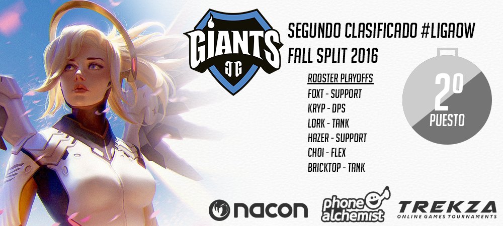TrekzaES's tweet photo. Felicitad a @GiantsGaming segundo clasificado de la #LigaOW tras una gran temporada regular y unos playoffs aun mejores. https://t.co/fGaIFrHK4Z