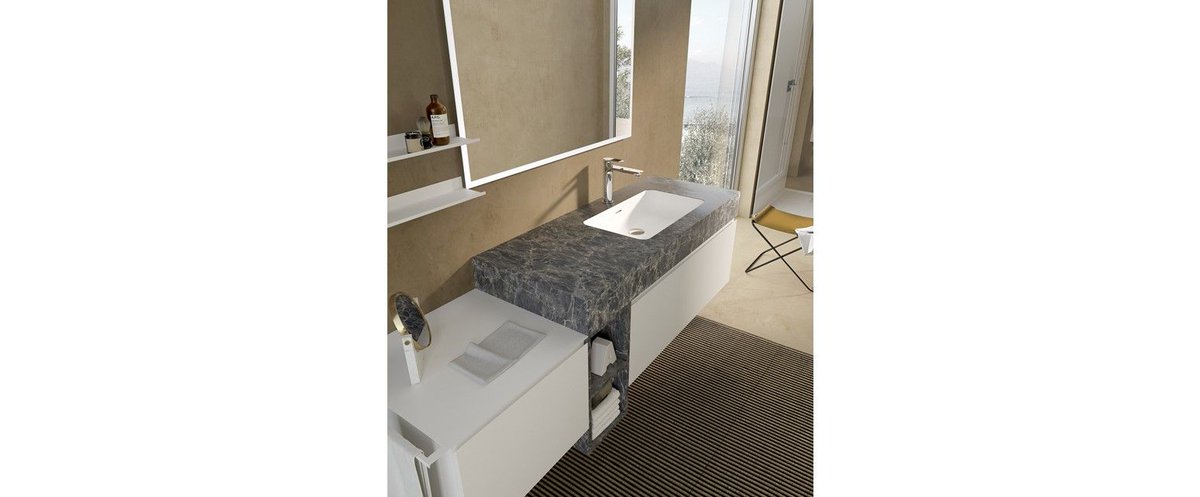 CasainCeramiche's tweet photo. Gola Comp_36 di #Archeda. Il #mobilebagno laccato bianco opaco con il vano a giorno e il top in HPL Brown con la #vasca in Ocritech https://t.co/o4BcwOnSmB
