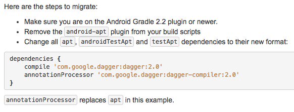 nisrulz's tweet photo. As of the Android Gradle plugin v2.2, android-apt is officially obsolete! 🤔
#apt #annotationprocessor #AndroidDev
https://t.co/CKsQTtaDax https://t.co/ENse5Gur3c