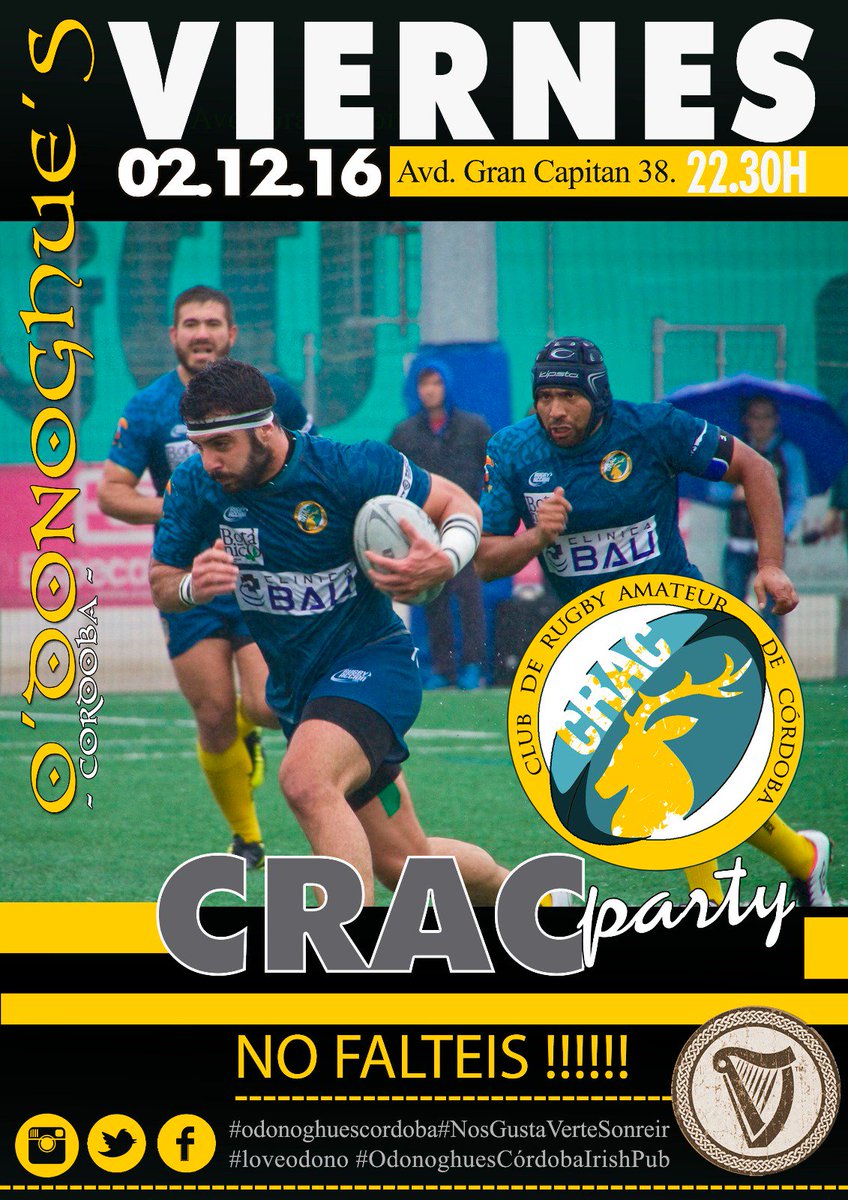 Este #viernes desde las 22:30 ven a beberte una pinta con nosotros a <a href="/odonoghuescor/">odonoghuescor</a> en #CordobaEsp ¡¡No faltéis porque... #NoCRACnoPARTY!!