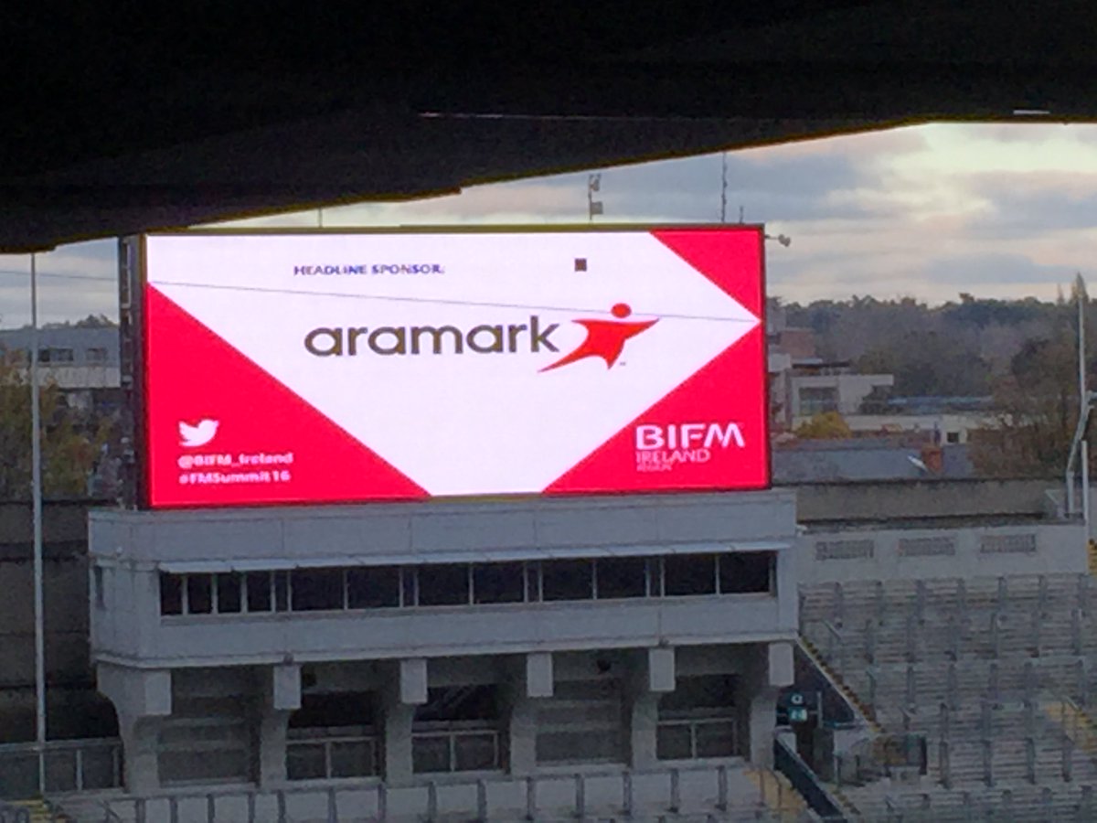 IWFM_Ireland's tweet photo. Thank you to sponsor @Aramark for supporting #FMSummit16 @CrokePark https://t.co/eLQnglQY8g